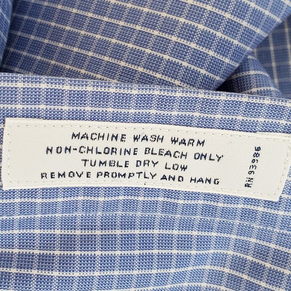 Brooks Brothers Men's L Check Shirt Blue & White Button Pocket Drop Tail Cotton - Picture 10 of 11